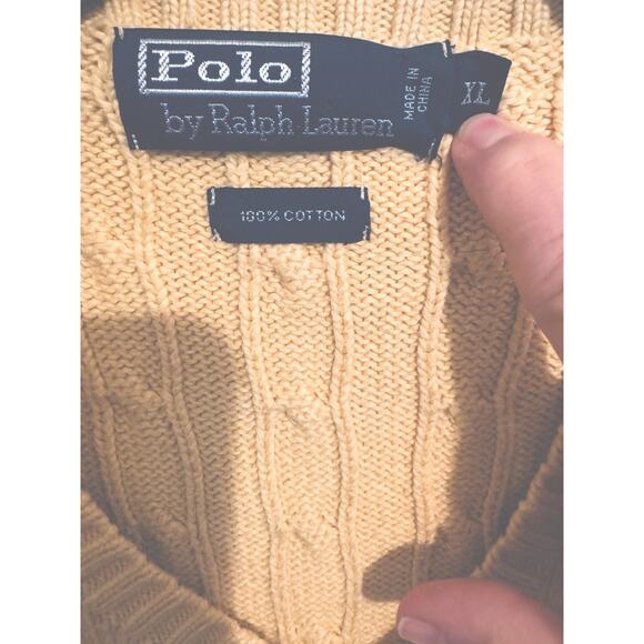 Polo Ralph Lauren Yellow Cable Knit Sweater Vest Old Money Preppy Timeless XL - Picture 6 of 10